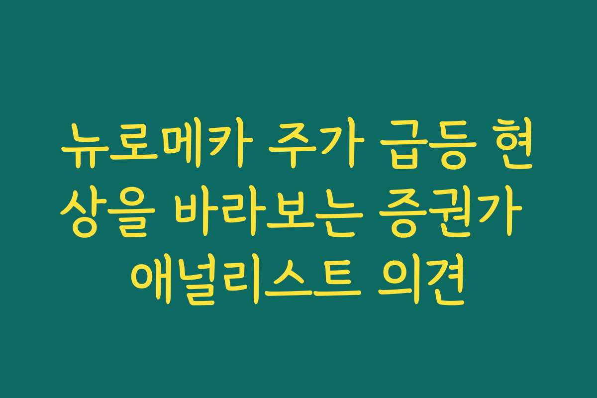 뉴로메카 주가 급등 현상을 바라보는 증권가 애널리스트 의견