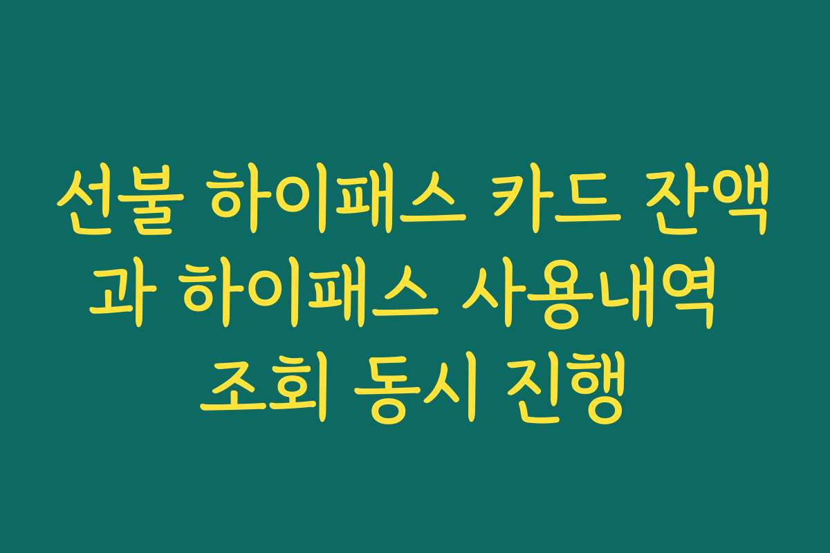 선불 하이패스 카드 잔액과 하이패스 사용내역 조회 동시 진행