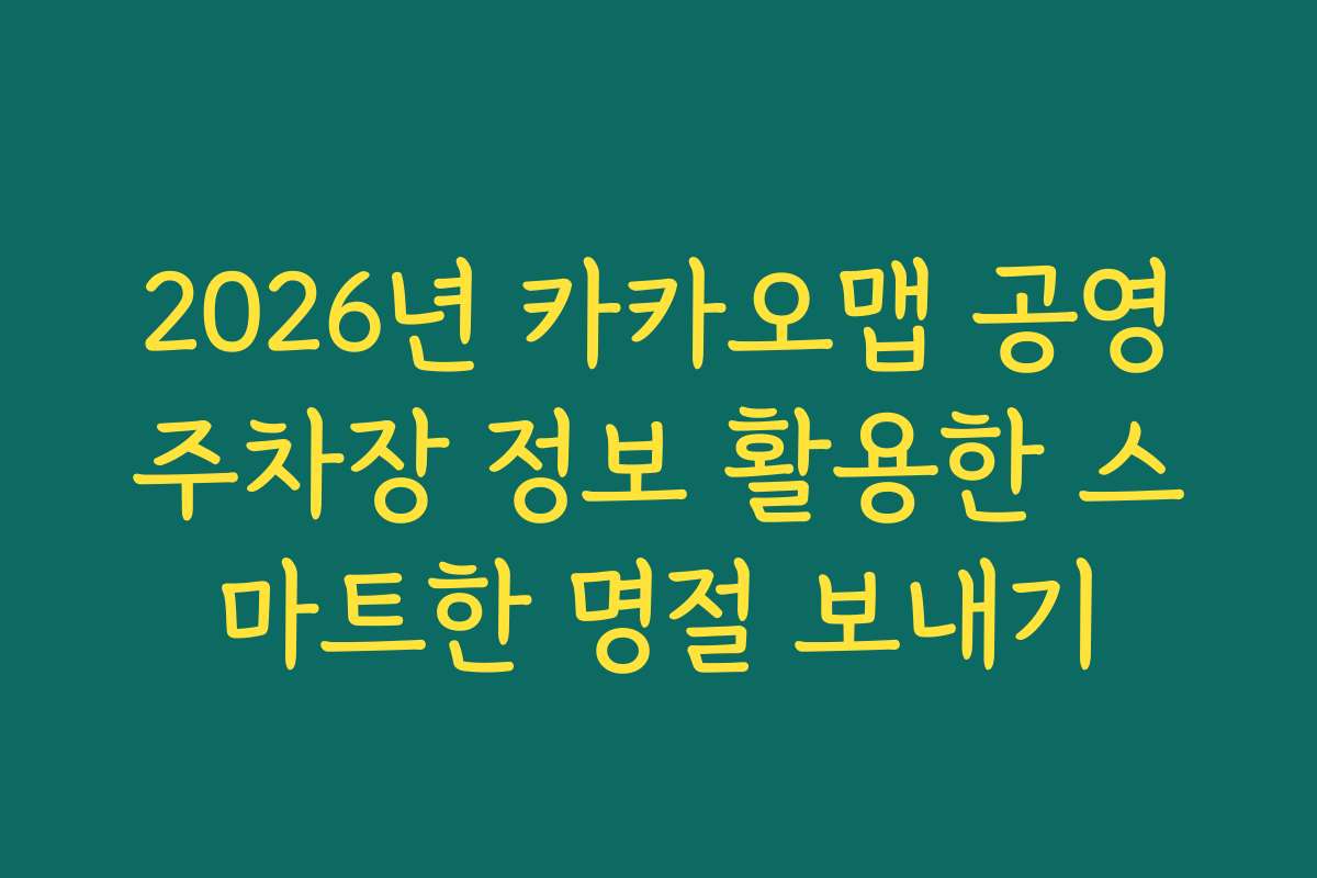 2026년 카카오맵 공영주차장 정보 활용한 스마트한 명절 보내기