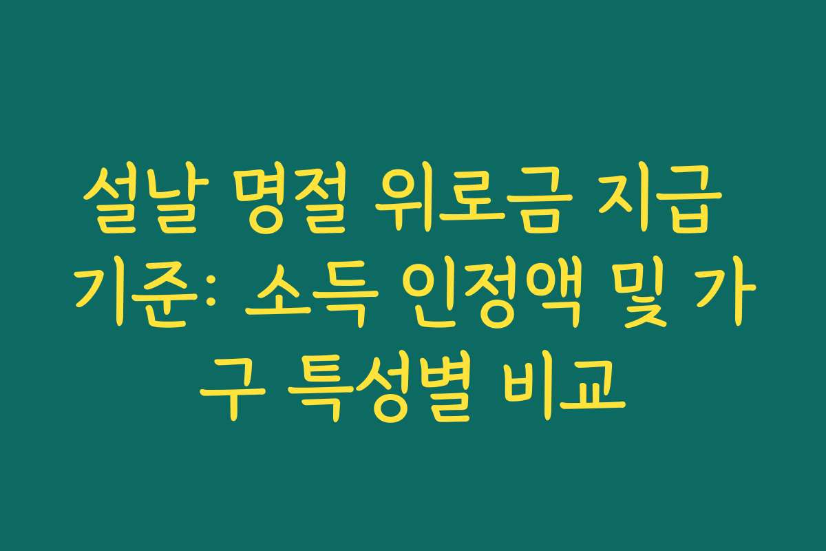 설날 명절 위로금 지급 기준: 소득 인정액 및 가구 특성별 비교