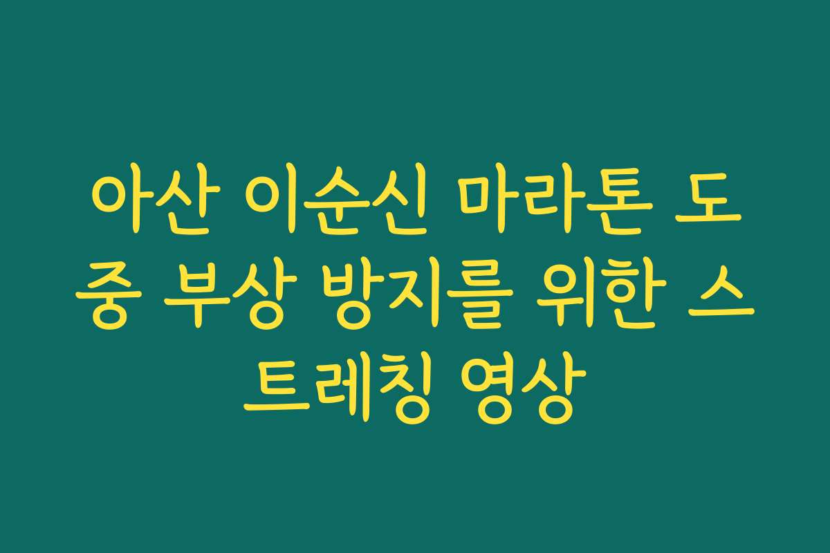 아산 이순신 마라톤 도중 부상 방지를 위한 스트레칭 영상 아산 이순신 마라톤 도중 부상 방지를 위한 스트레칭 영상
