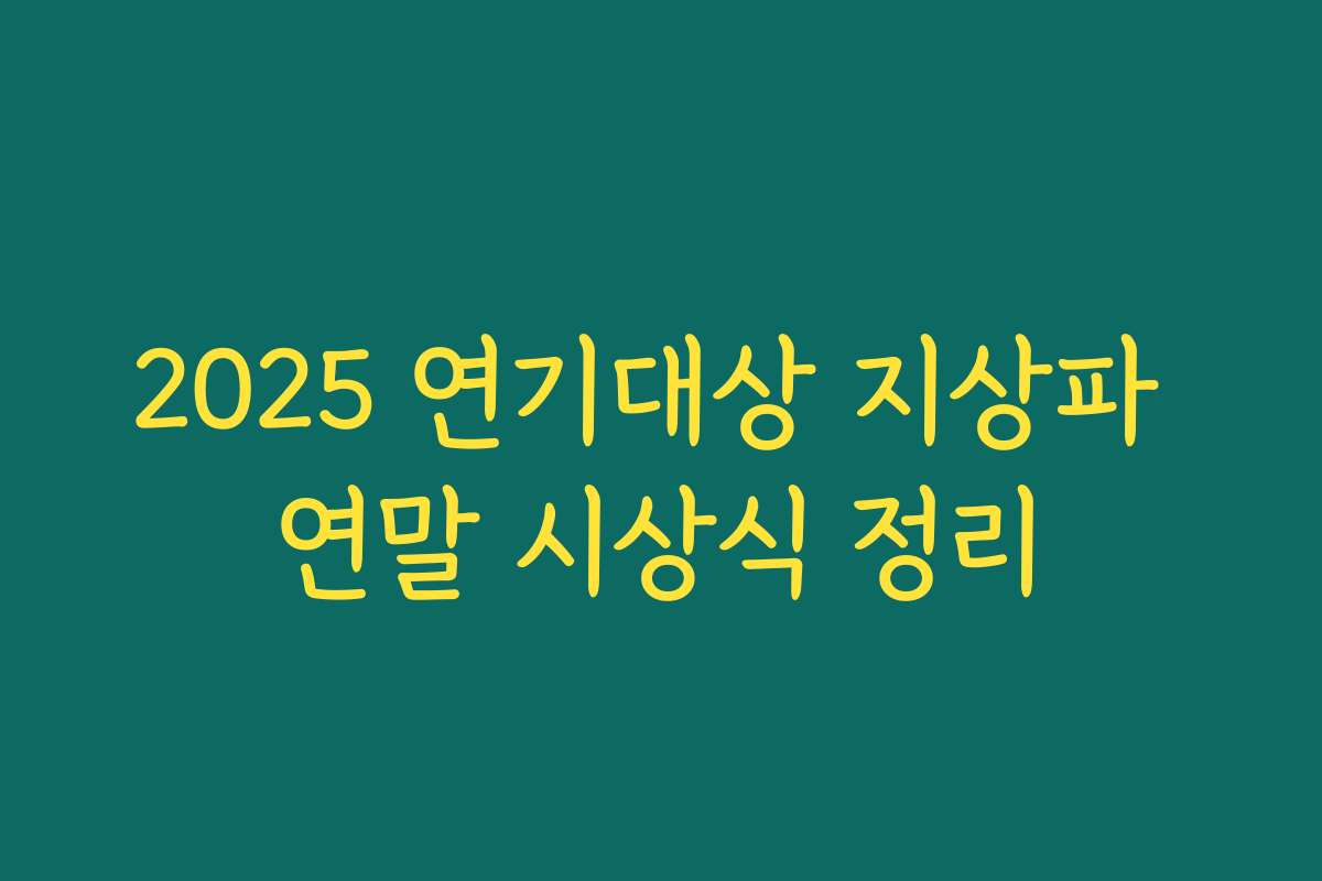 2025 연기대상 지상파 연말 시상식 정리