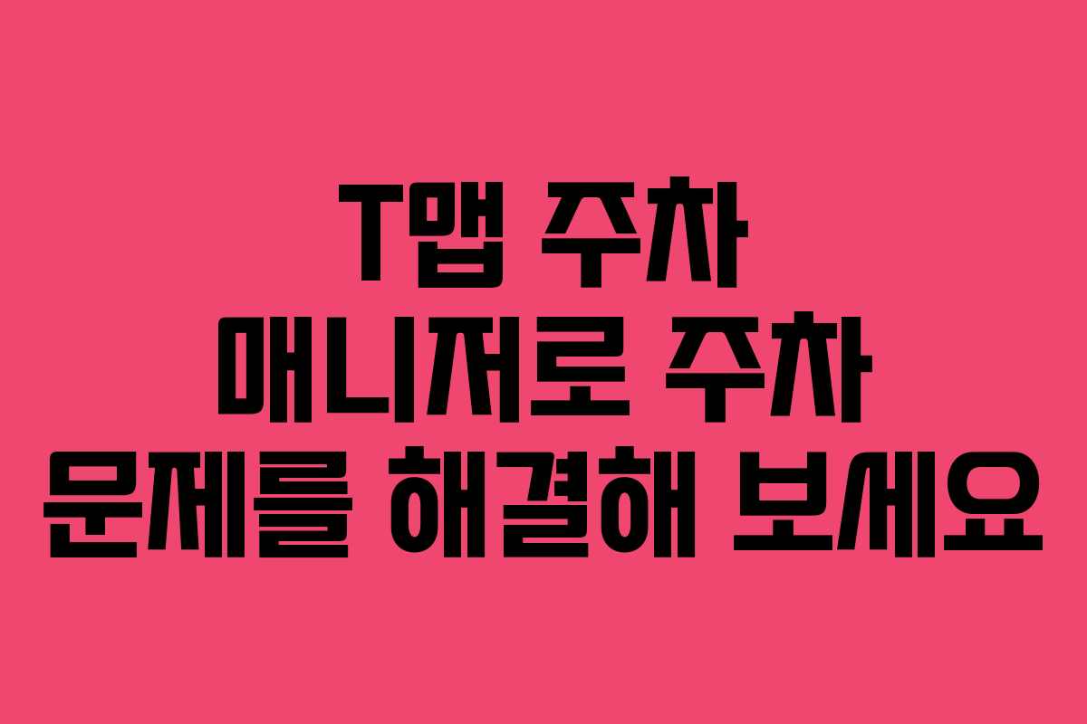 T맵 주차 매니저로 주차 문제를 해결해 보세요 T맵 주차 매니저로 주차 문제를 해결해 보세요