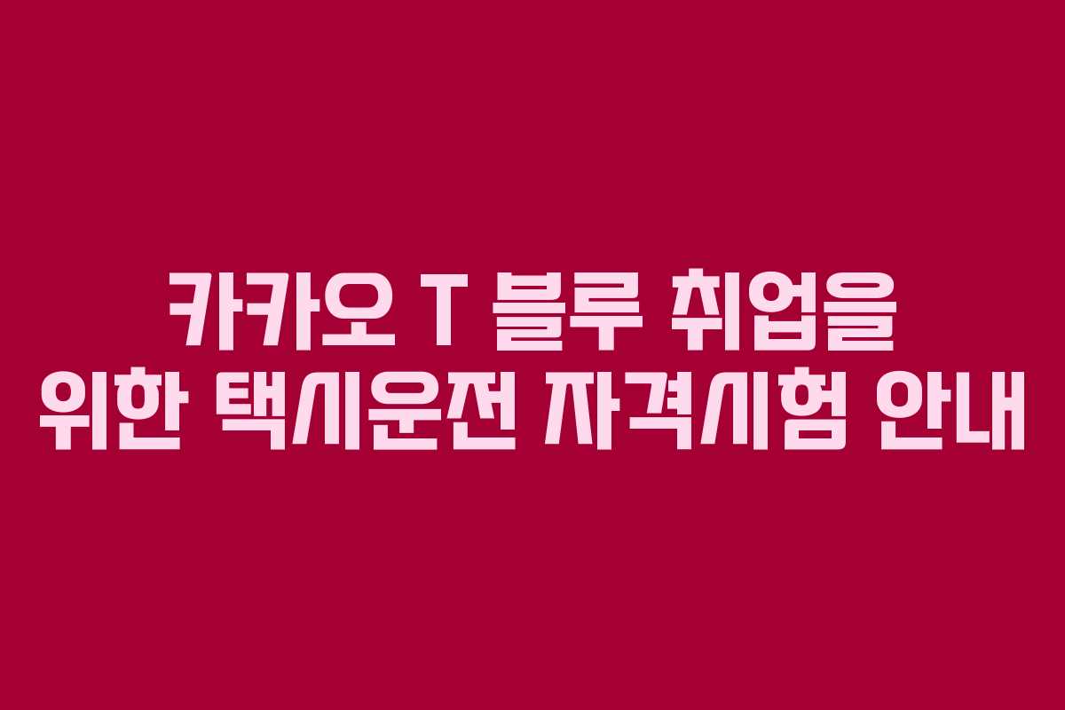 카카오 T 블루 취업을 위한 택시운전 자격시험 안내 카카오 T 블루 취업을 위한 택시운전 자격시험 안내