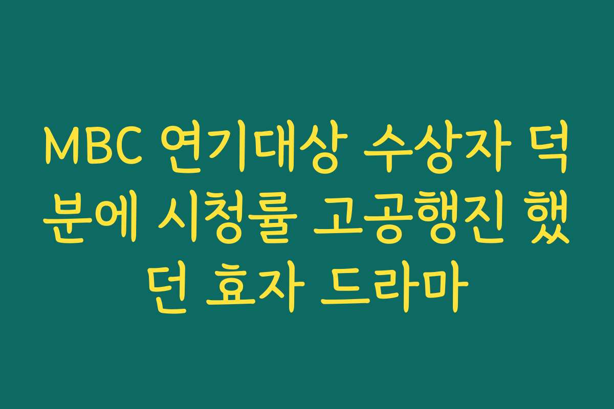 MBC 연기대상 수상자 덕분에 시청률 고공행진 했던 효자 드라마
