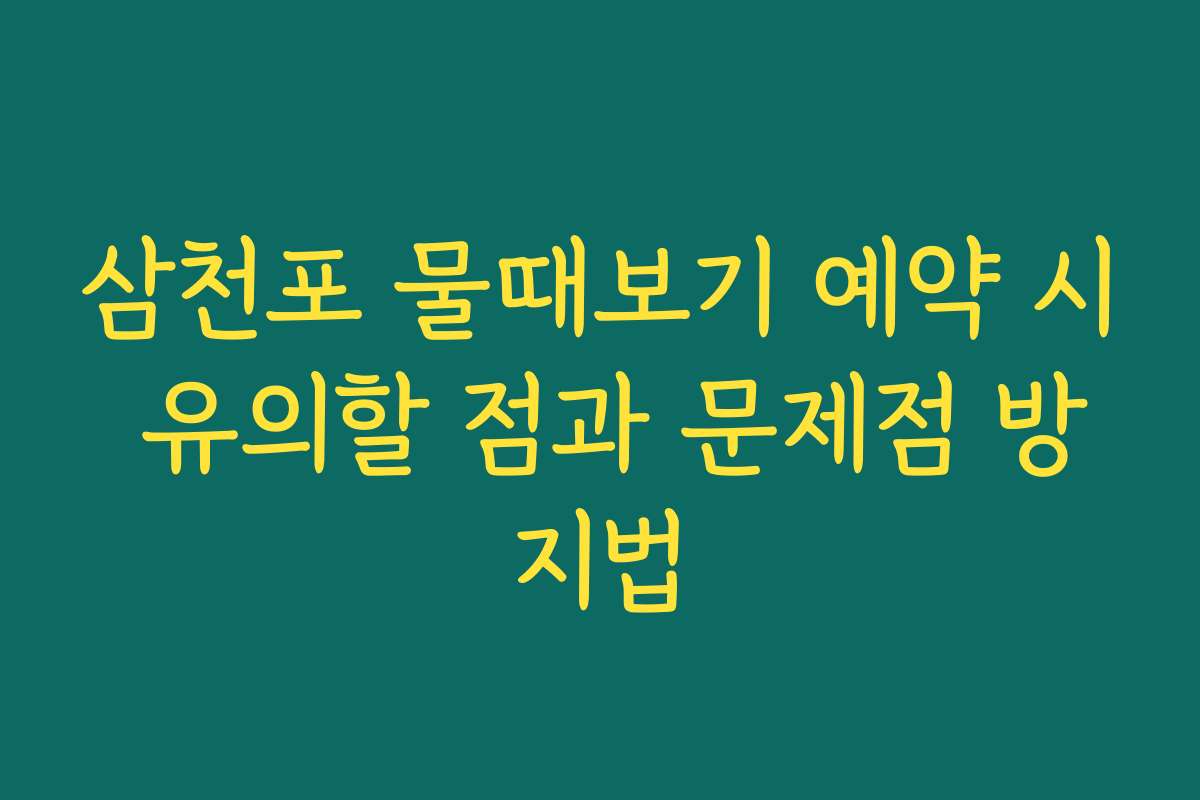 삼천포 물때보기 예약 시 유의할 점과 문제점 방지법 삼천포 물때보기 예약 시 유의할 점과 문제점 방지법