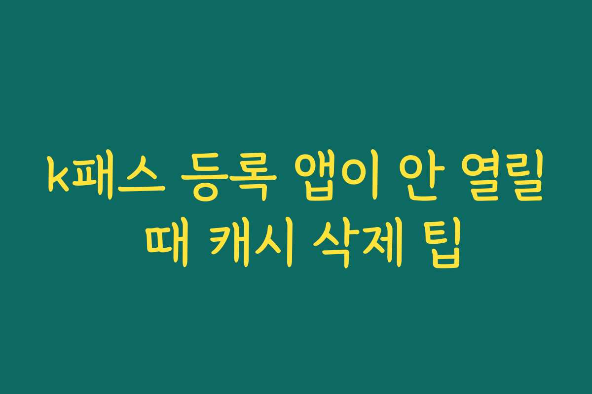 k패스 등록 앱이 안 열릴 때 캐시 삭제 팁 k패스 등록 앱이 안 열릴 때 캐시 삭제 팁