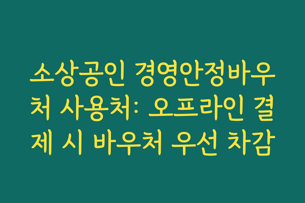 소상공인 경영안정바우처 사용처: 오프라인 결제 시 바우처 우선 차감