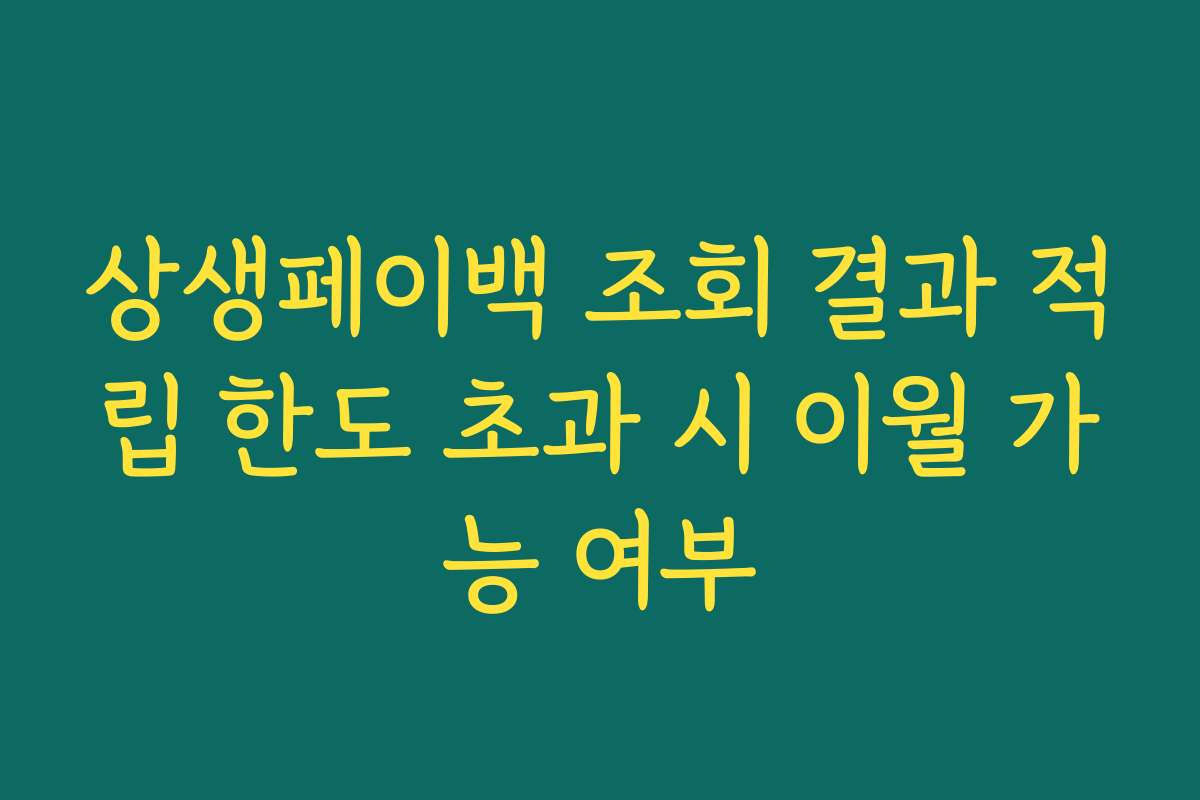 상생페이백 조회 결과 적립 한도 초과 시 이월 가능 여부