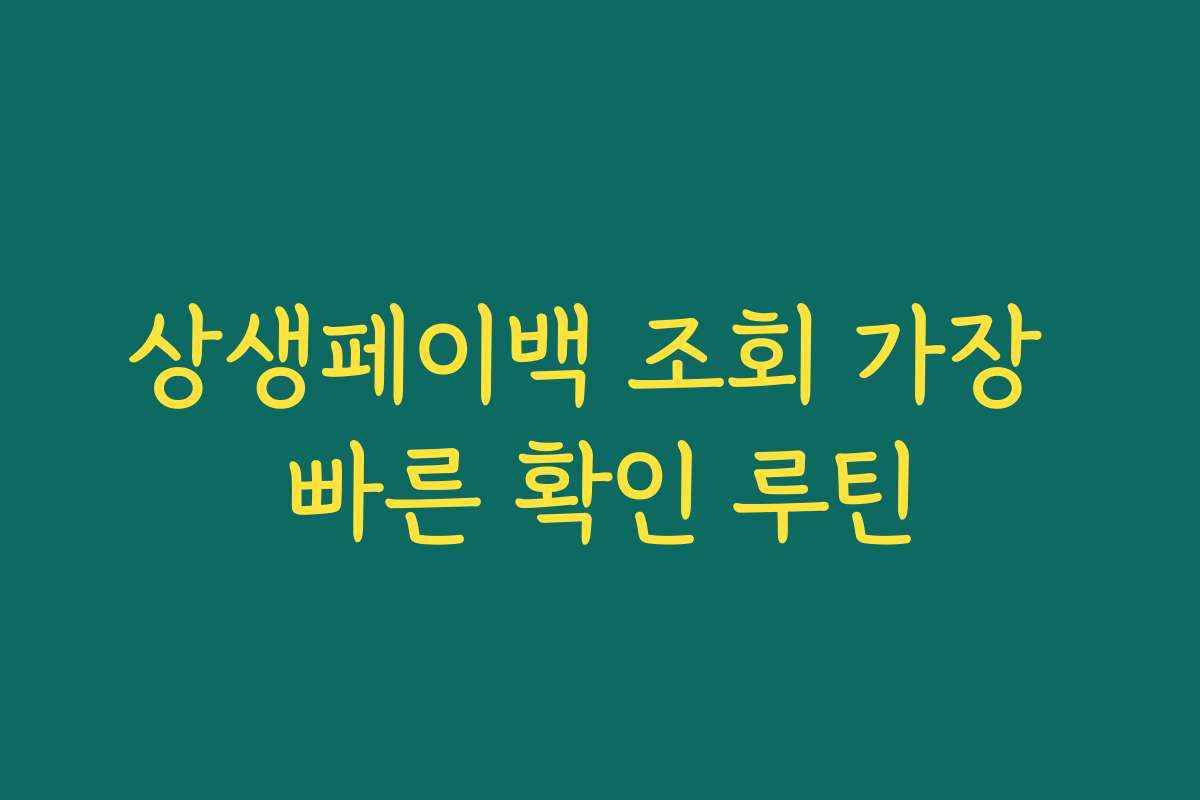 상생페이백 조회 가장 빠른 확인 루틴
