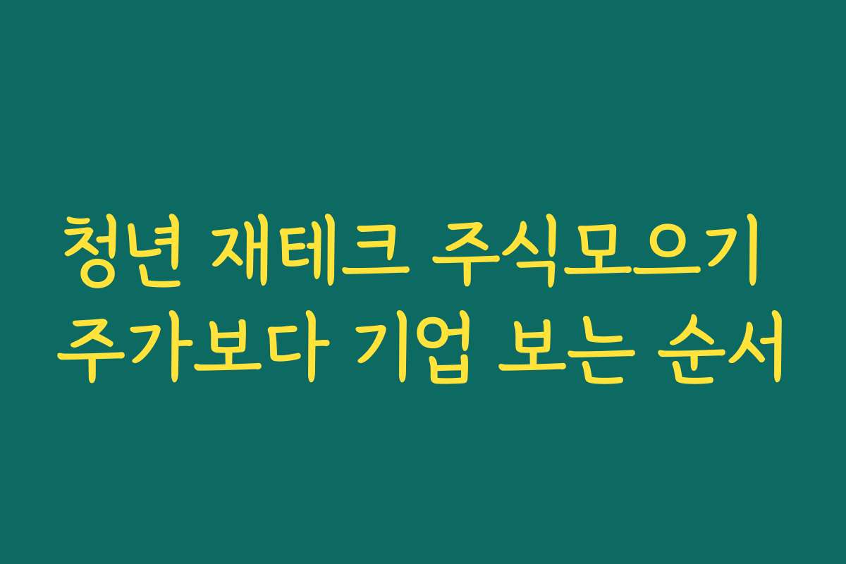 청년 재테크 주식모으기 주가보다 기업 보는 순서