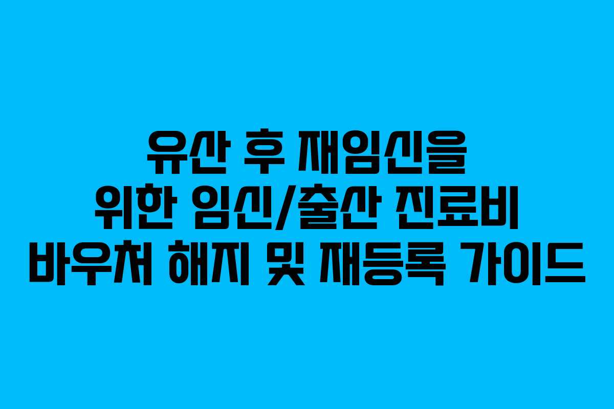 유산 후 재임신을 위한 임신/출산 진료비 바우처 해지 및 재등록 가이드