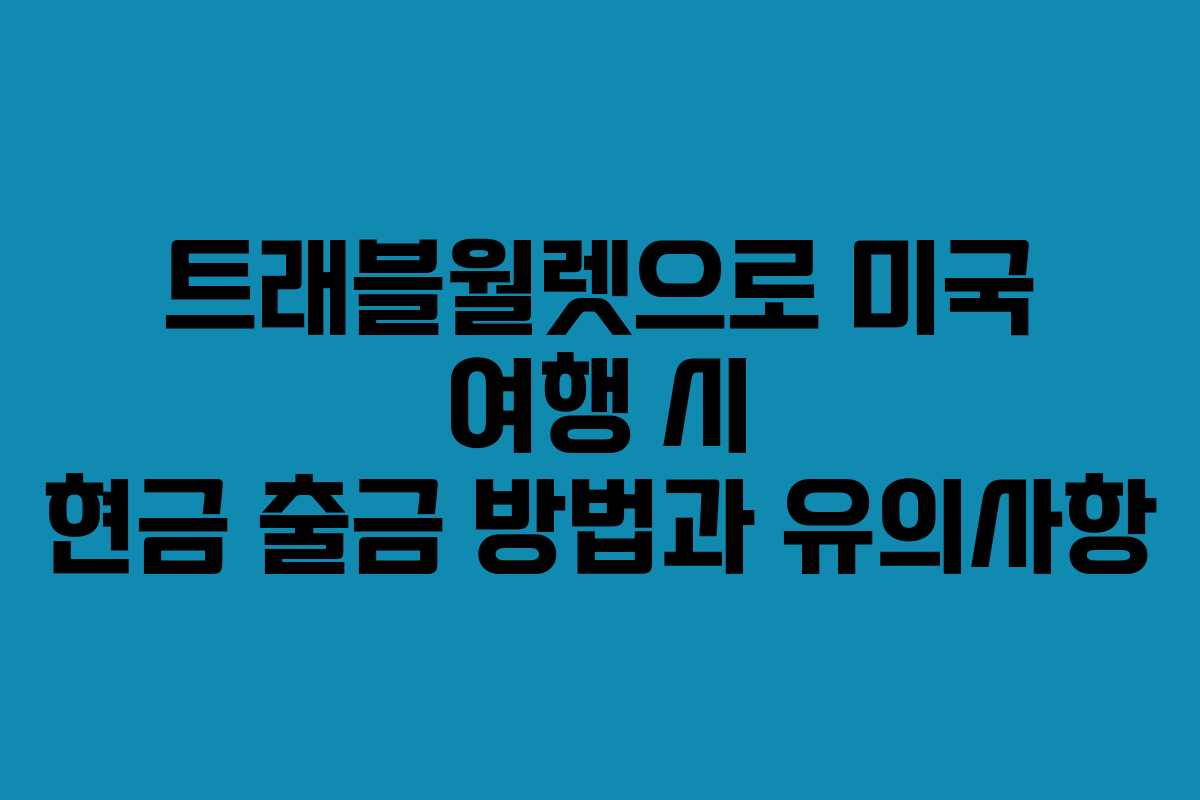 트래블월렛으로 미국 여행 시 현금 출금 방법과 유의사항 트래블월렛으로 미국 여행 시 현금 출금 방법과 유의사항
