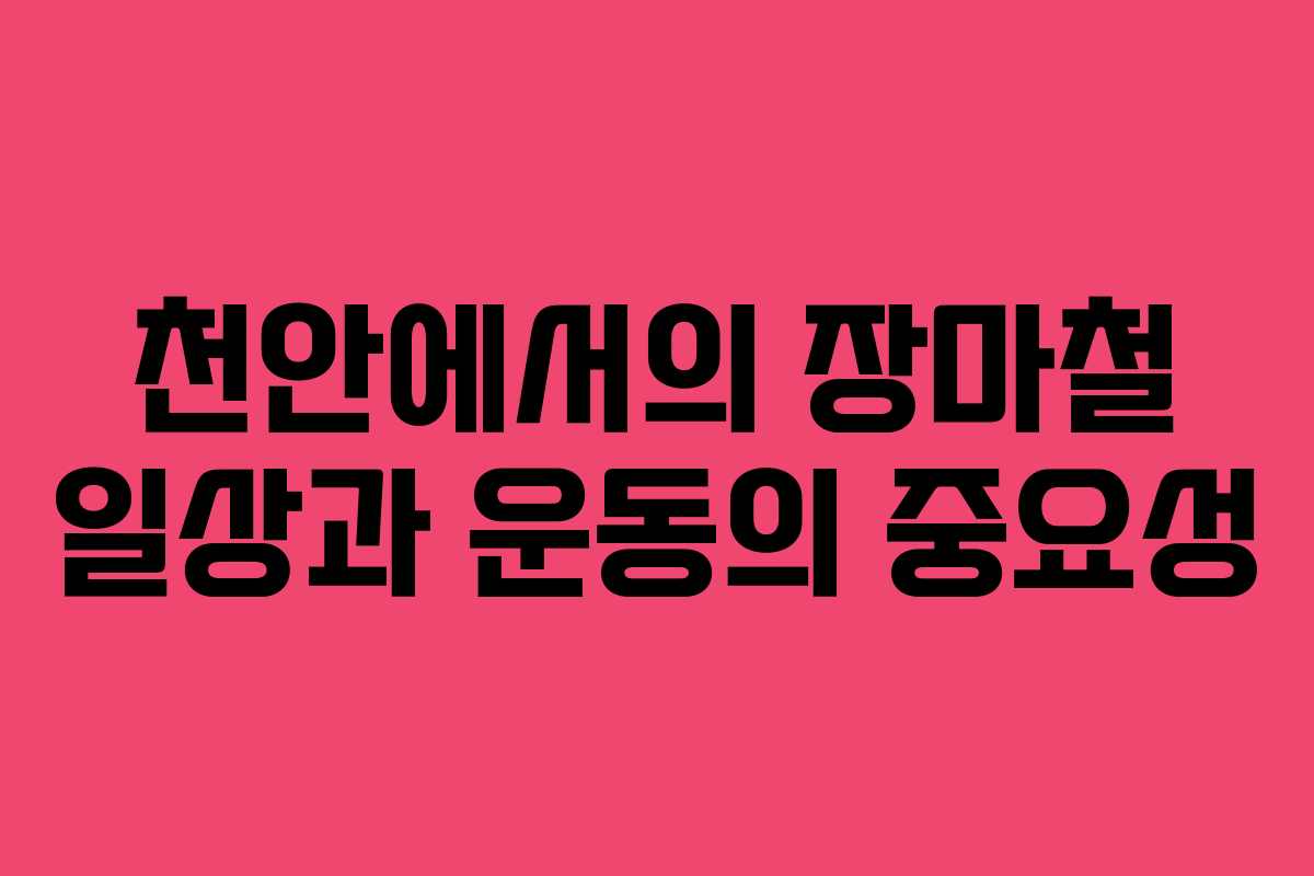 천안에서의 장마철 일상과 운동의 중요성
