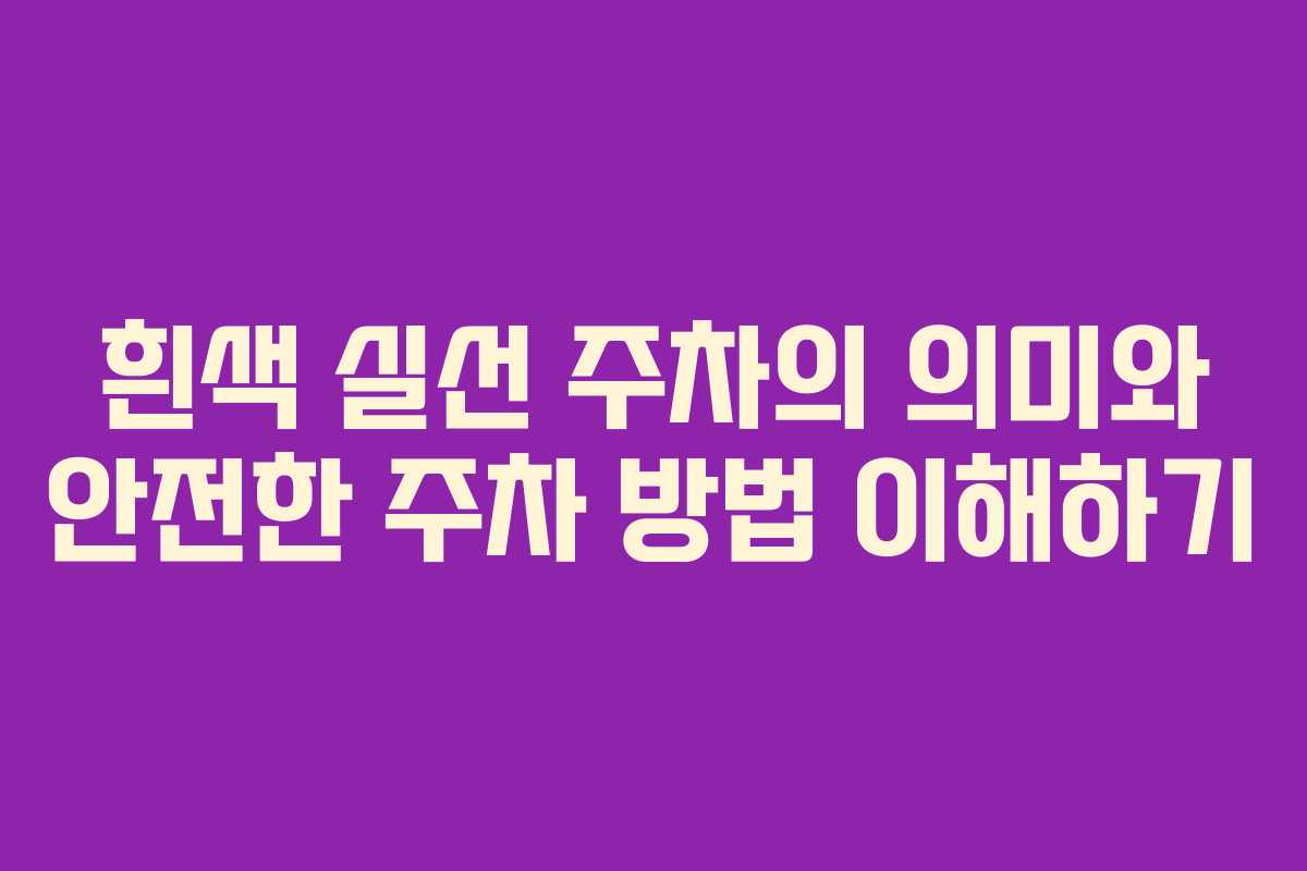 흰색 실선 주차의 의미와 안전한 주차 방법 이해하기