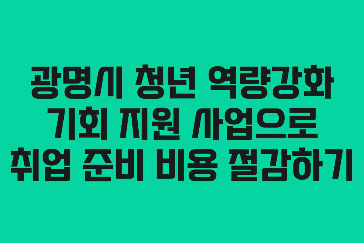 광명시 청년 역량강화 기회 지원 사업으로 취업 준비 비용 절감하기 광명시 청년 역량강화 기회 지원 사업으로 취업 준비 비용 절감하기