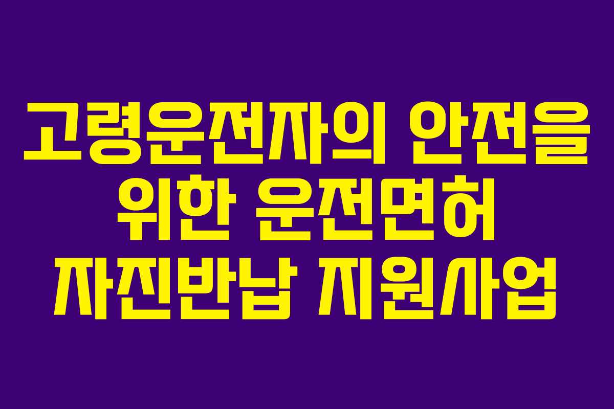 고령운전자의 안전을 위한 운전면허 자진반납 지원사업