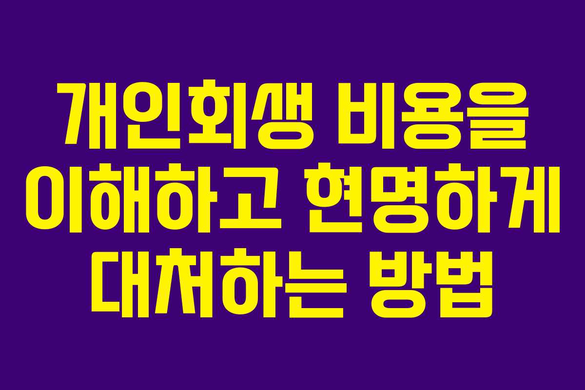 개인회생 비용을 이해하고 현명하게 대처하는 방법 개인회생 비용을 이해하고 현명하게 대처하는 방법