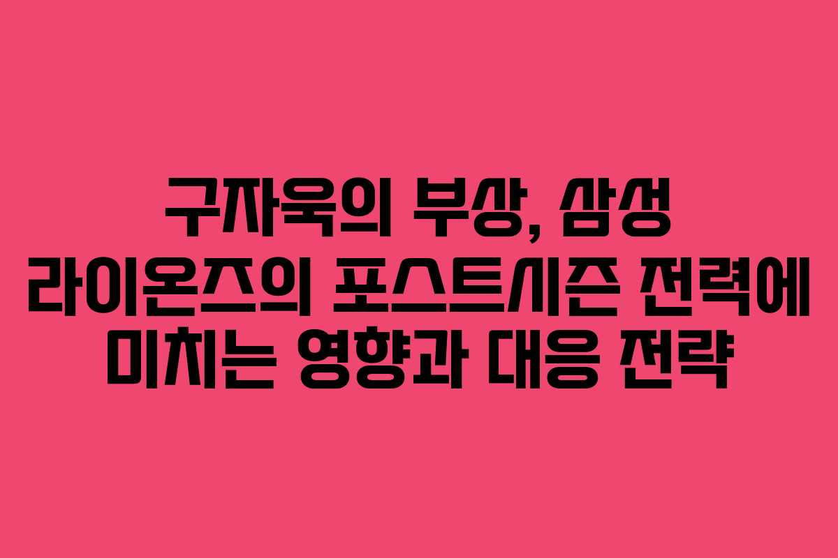 구자욱의 부상, 삼성 라이온즈의 포스트시즌 전력에 미치는 영향과 대응 전략