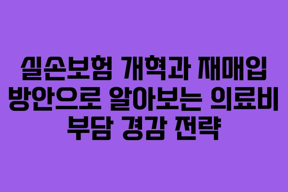 실손보험 개혁과 재매입 방안으로 알아보는 의료비 부담 경감 전략
