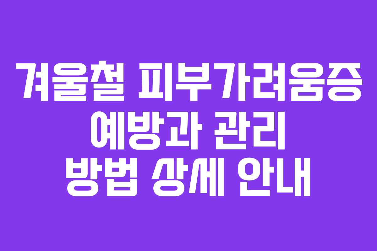 겨울철 피부가려움증 예방과 관리 방법 상세 안내