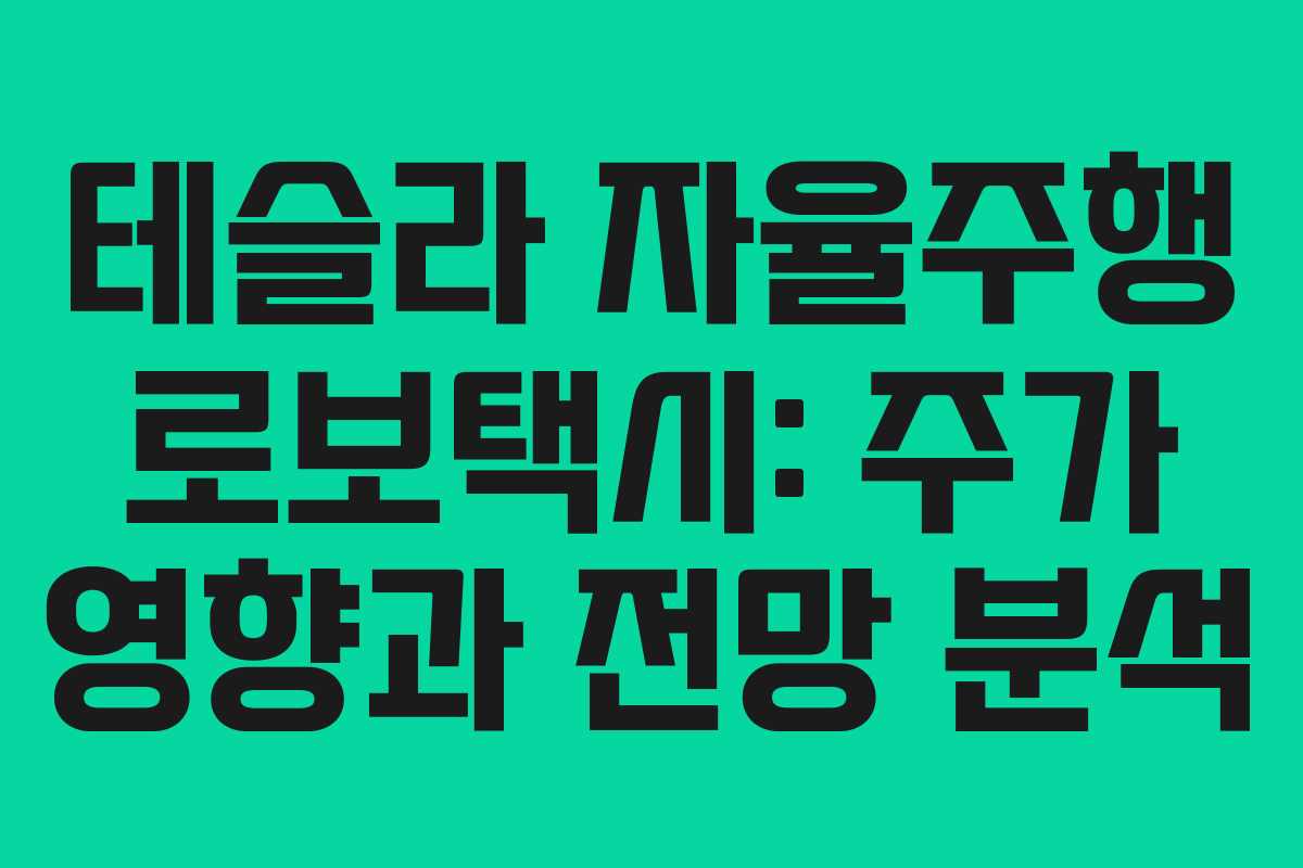 테슬라 자율주행 로보택시: 주가 영향과 전망 분석