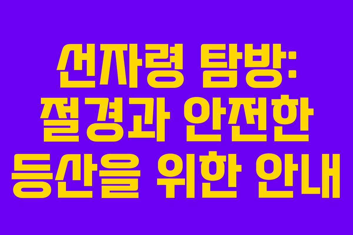 선자령 탐방: 절경과 안전한 등산을 위한 안내