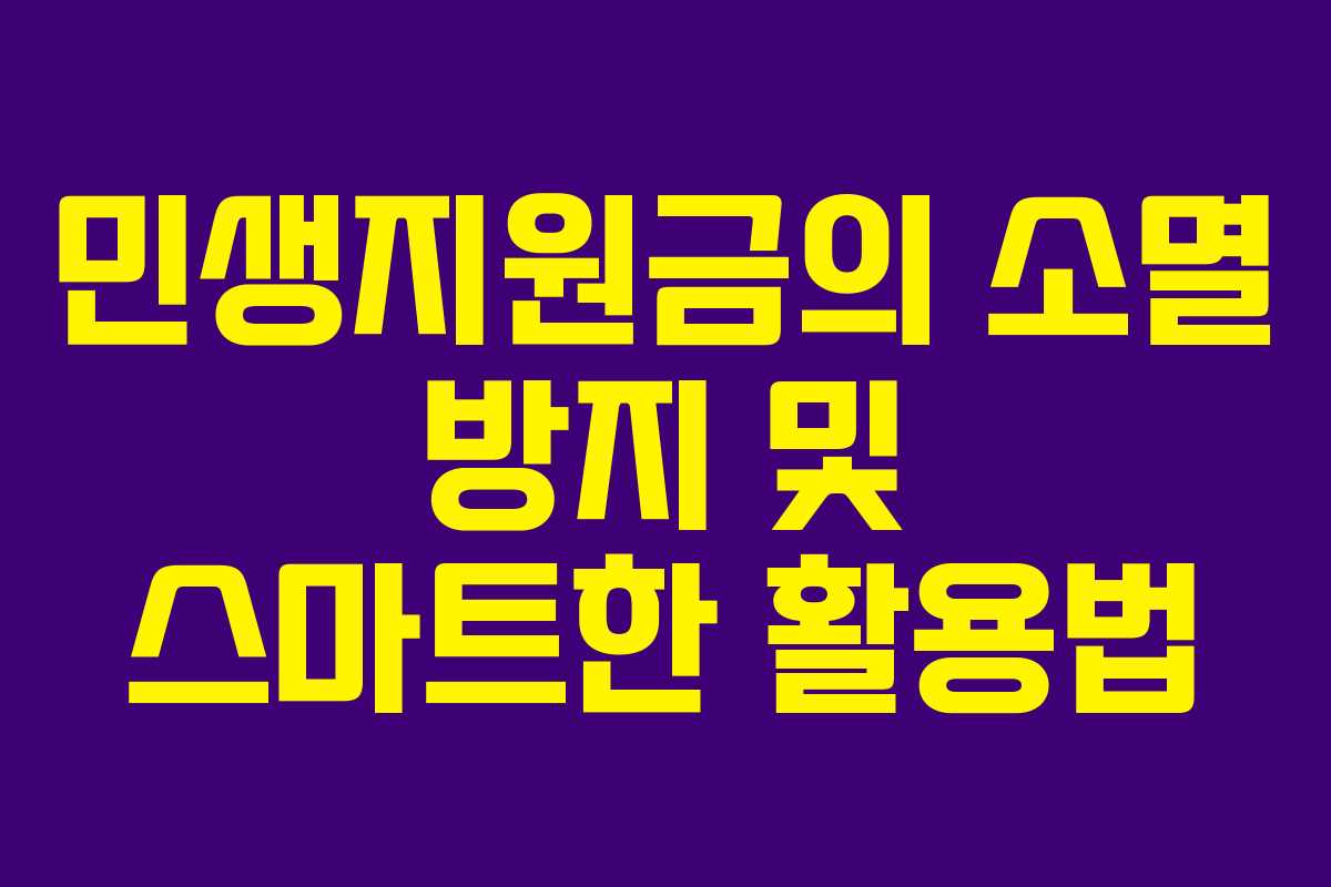 민생지원금의 소멸 방지 및 스마트한 활용법