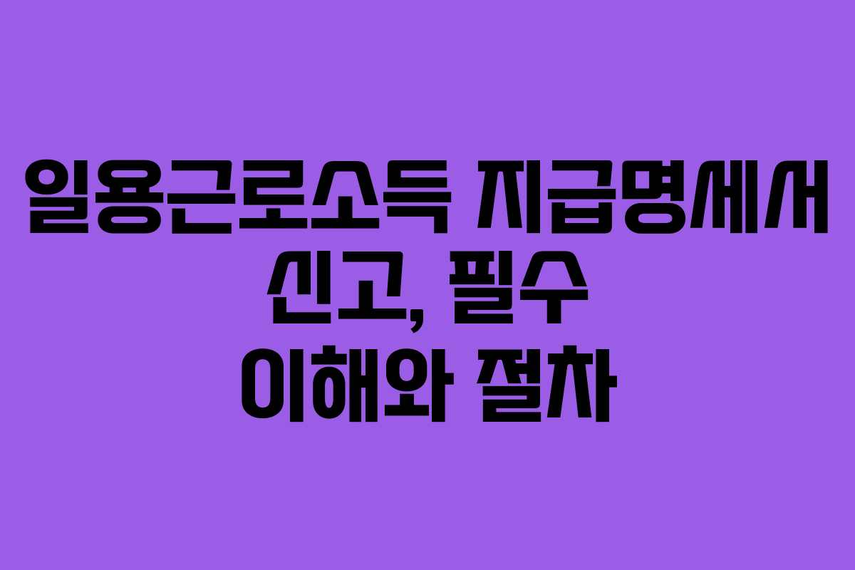 일용근로소득 지급명세서 신고, 필수 이해와 절차 일용근로소득 지급명세서 신고, 필수 이해와 절차