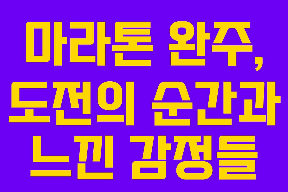 마라톤 완주, 도전의 순간과 느낀 감정들