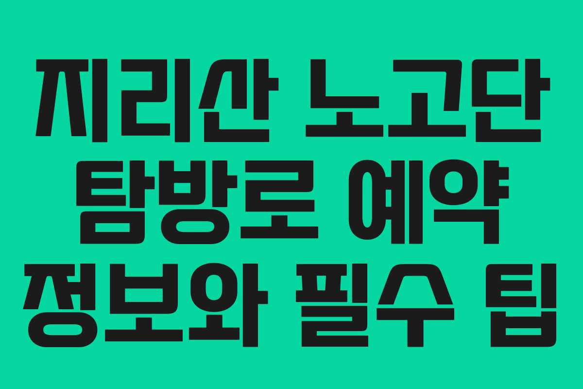 지리산 노고단 탐방로 예약 정보와 필수 팁