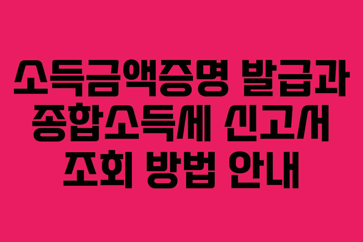 소득금액증명 발급과 종합소득세 신고서 조회 방법 안내
