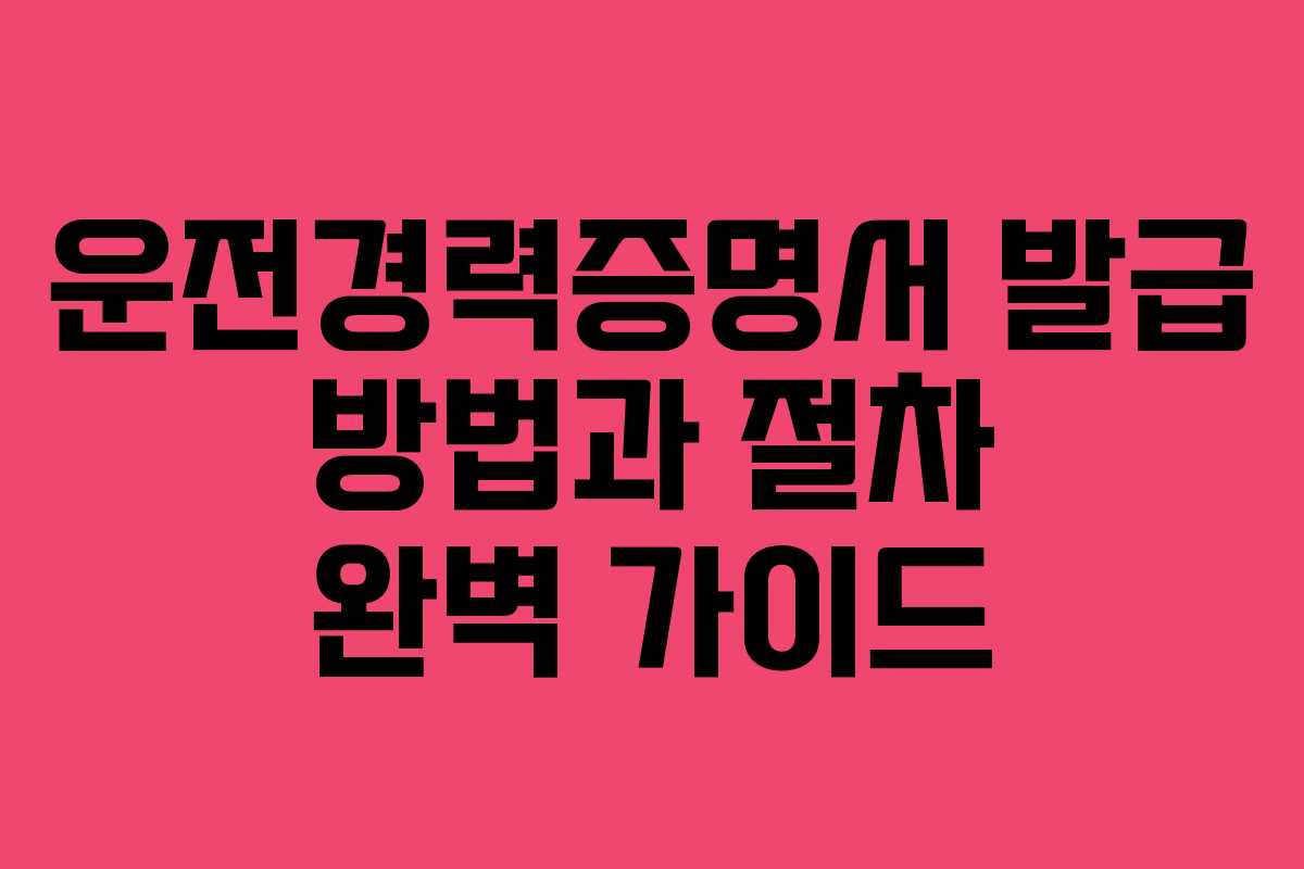 운전경력증명서 발급 방법과 절차 완벽 가이드