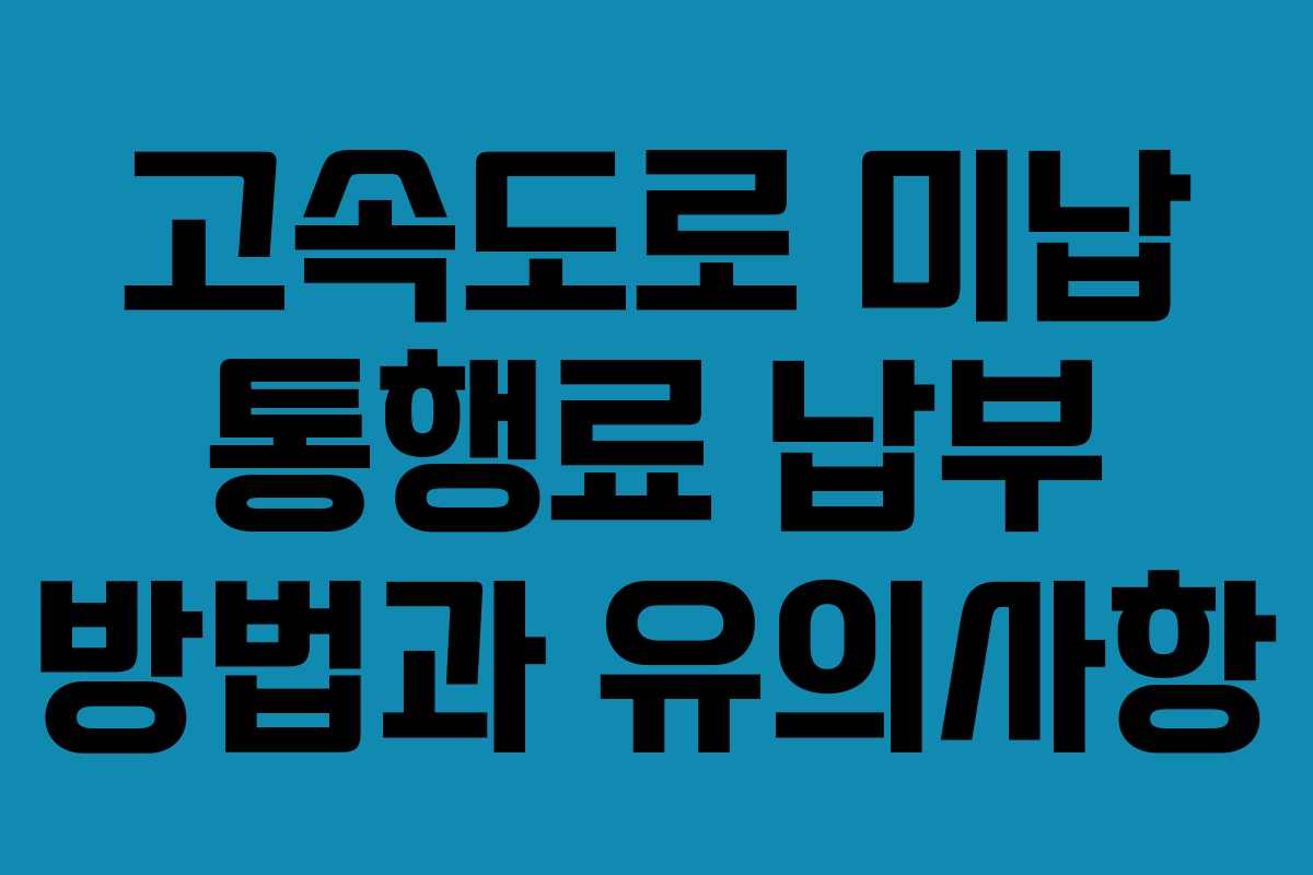 고속도로 미납 통행료 납부 방법과 유의사항