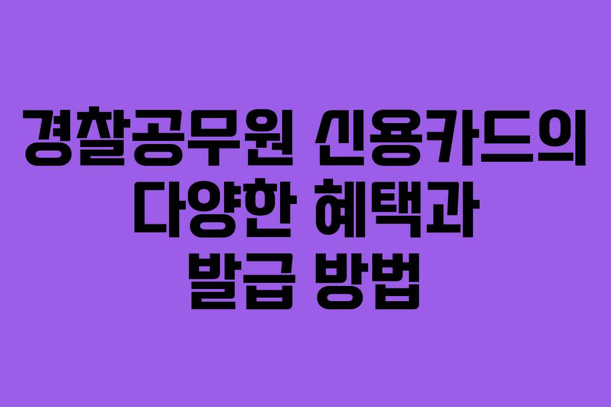 경찰공무원 신용카드의 다양한 혜택과 발급 방법 경찰공무원 신용카드의 다양한 혜택과 발급 방법