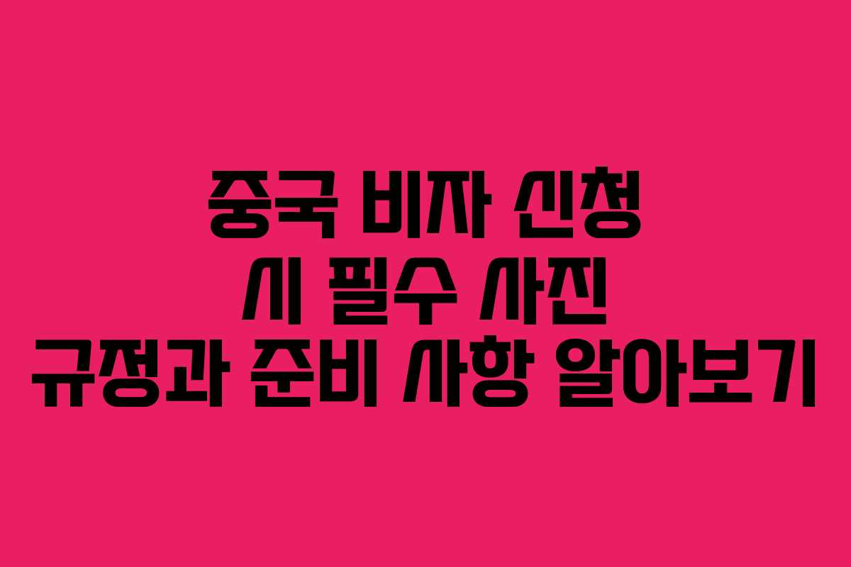 중국 비자 신청 시 필수 사진 규정과 준비 사항 알아보기