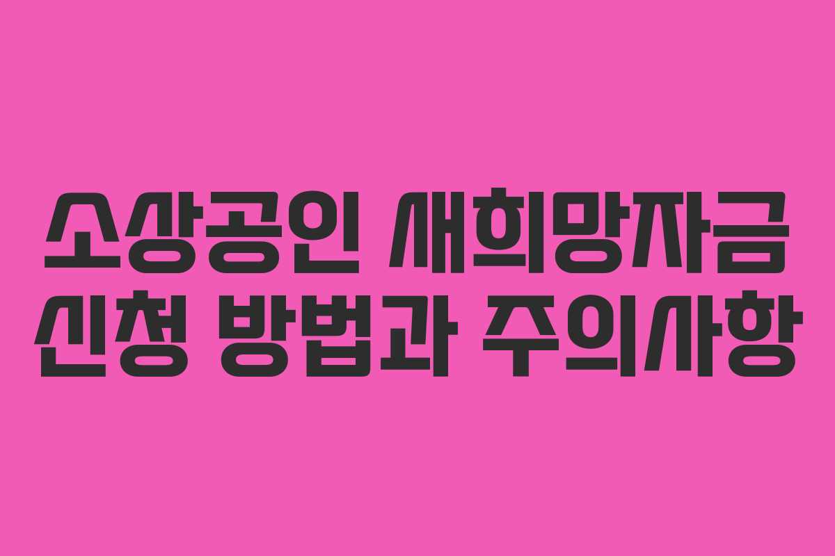 소상공인 새희망자금 신청 방법과 주의사항