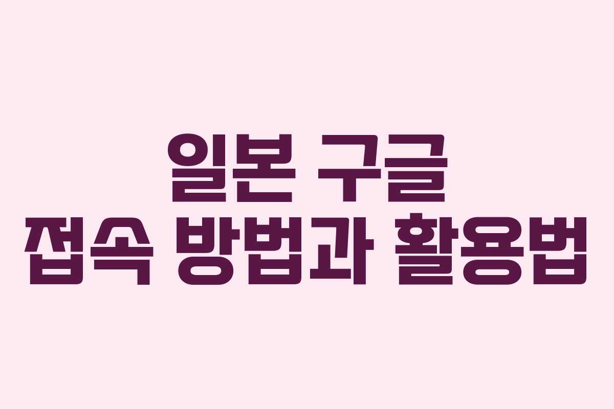 일본 구글 접속 방법과 활용법 일본 구글 접속 방법과 활용법