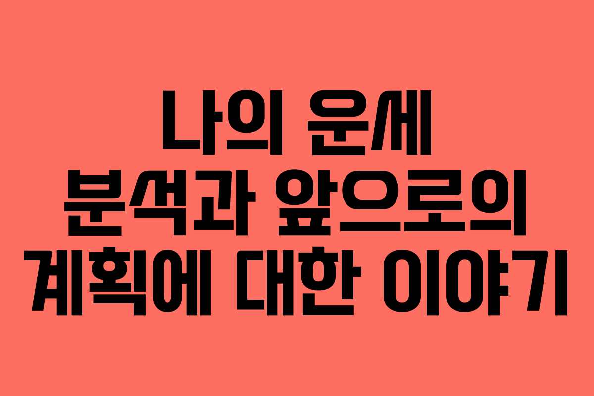 나의 운세 분석과 앞으로의 계획에 대한 이야기