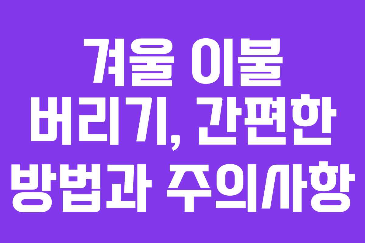 겨울 이불 버리기, 간편한 방법과 주의사항