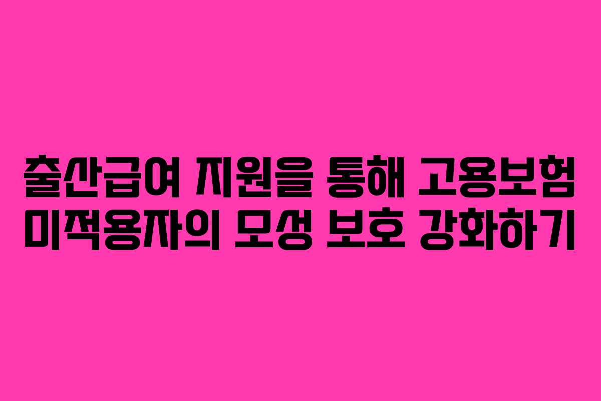 출산급여 지원을 통해 고용보험 미적용자의 모성 보호 강화하기