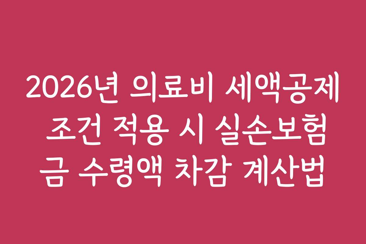 2026년 의료비 세액공제 조건 적용 시 실손보험금 수령액 차감 계산법