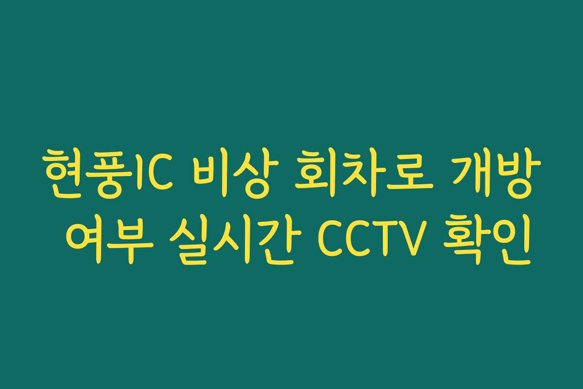 현풍IC 비상 회차로 개방 여부 실시간 CCTV 확인