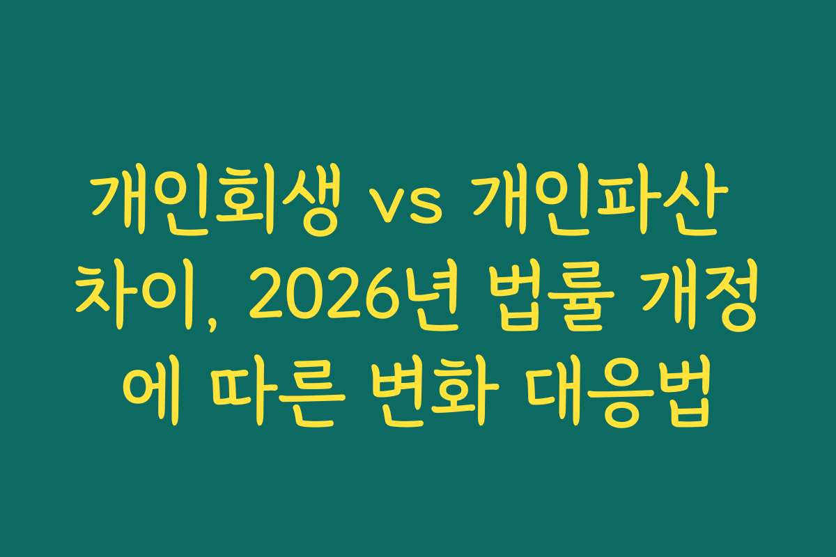 개인회생 vs 개인파산 차이, 2026년 법률 개정에 따른 변화 대응법