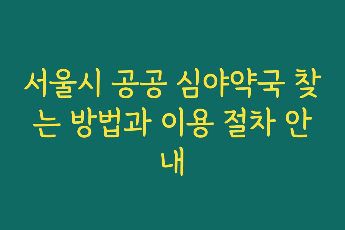 서울시 공공 심야약국 찾는 방법과 이용 절차 안내
