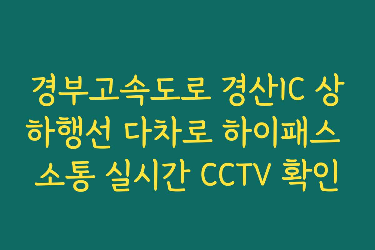 경부고속도로 경산IC 상하행선 다차로 하이패스 소통 실시간 CCTV 확인