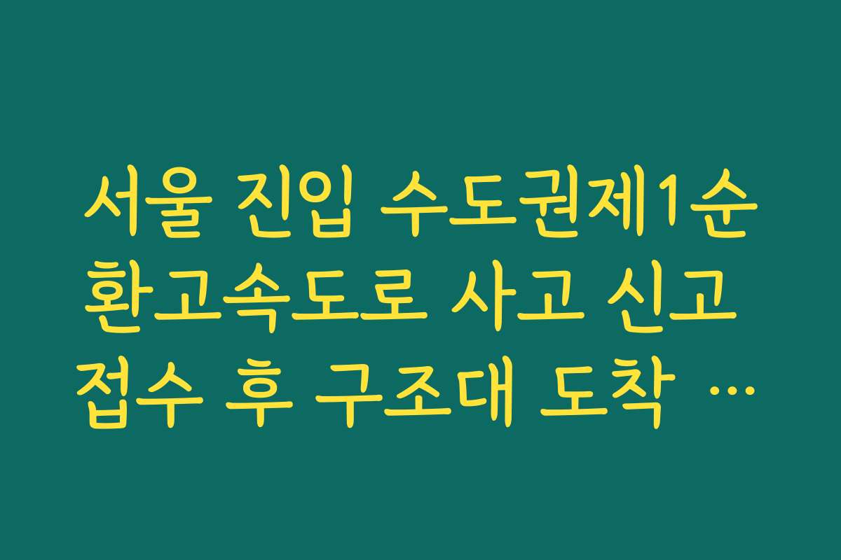 서울 진입 수도권제1순환고속도로 사고 신고 접수 후 구조대 도착 실시간 확인 방법