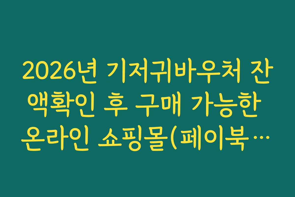 2026년 기저귀바우처 잔액확인 후 구매 가능한 온라인 쇼핑몰(페이북 등) 리스트