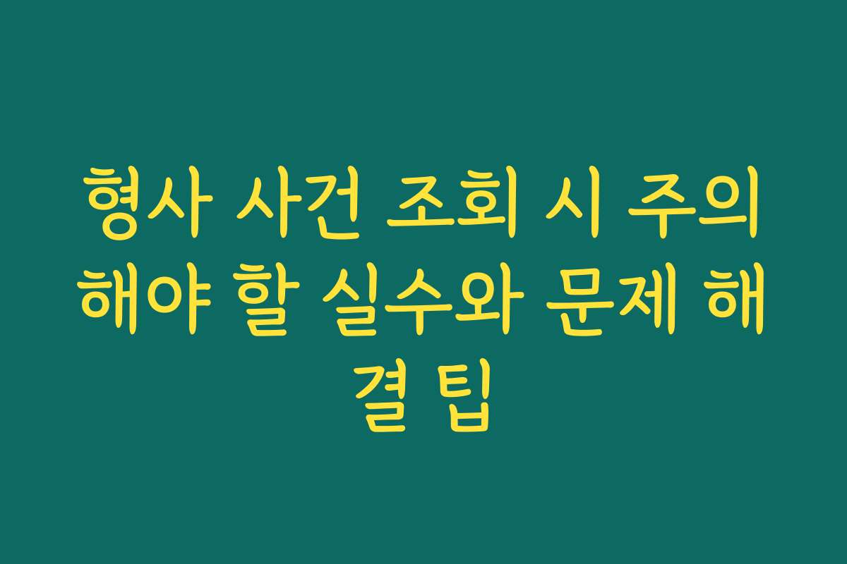 형사 사건 조회 시 주의해야 할 실수와 문제 해결 팁