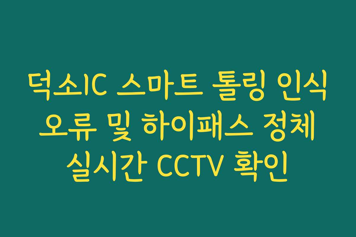 덕소IC 스마트 톨링 인식 오류 및 하이패스 정체 실시간 CCTV 확인 덕소IC 스마트 톨링 인식 오류 및 하이패스 정체 실시간 CCTV 확인